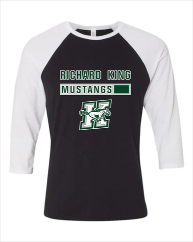 Richard King Mustangs Mascot #7 Men's Baseball T-Shirt