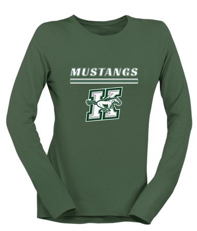 Richard King Mustangs Mascot #8 Women's LS T-Shirt