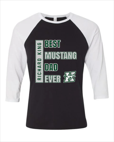 Richard King Mustangs Best Mustang Dad Men's Baseball T-Shirt