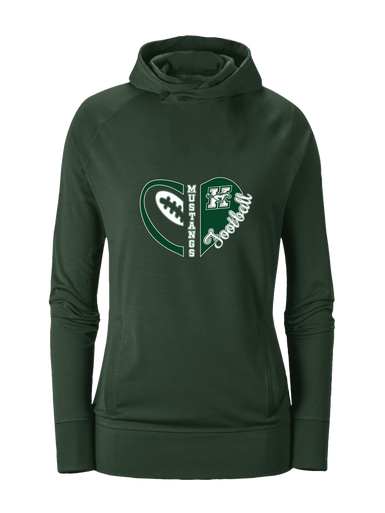 Richard King Mustangs Heart Football Women's Hoodie