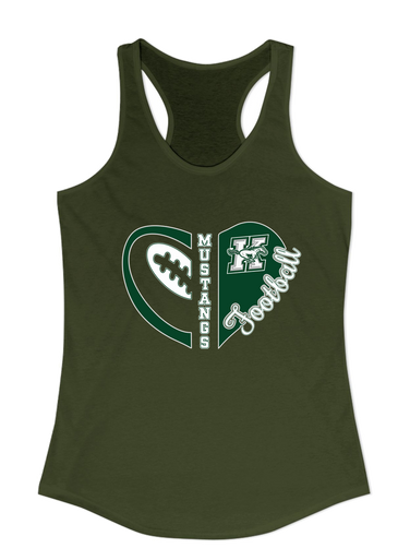 Richard King Mustangs Heart Football Women's Tank Top