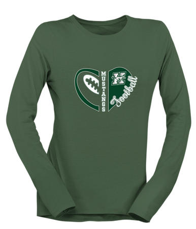 Richard King Mustangs Heart Football Women's Premium LS T-Shirt