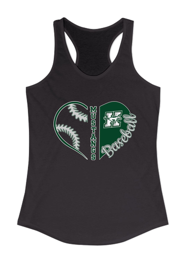 Richard King Mustangs Heart Baseball Women's Tank Top