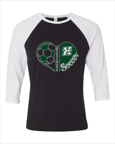 Richard King Mustangs Heart Soccer Women's Baseball T-Shirt