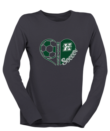 Richard King Mustangs Heart Soccer Women's LS T-Shirt
