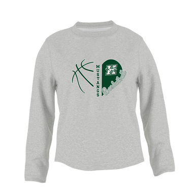 Richard King Mustangs Heart Basketball Women's Sweatshirt