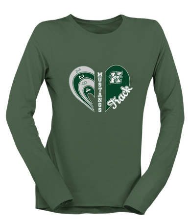 Richard King Mustangs Heart Track Women's LS T-Shirt
