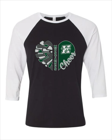 Richard King Mustangs Heart Cheer Women's Baseball T-Shirt