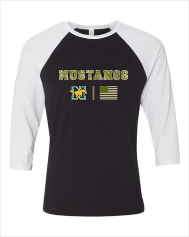 JW Nixon Mustangs Camo Flag Men's Baseball T-Shirt
