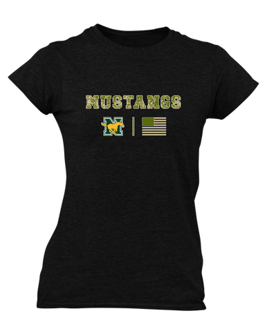 JW Nixon Mustangs Camo Flag Women's SS T-Shirt