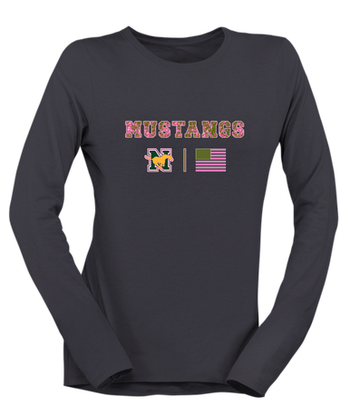 JW Nixon Mustangs Pink Camo Flag Women's Premium LS T-Shirt