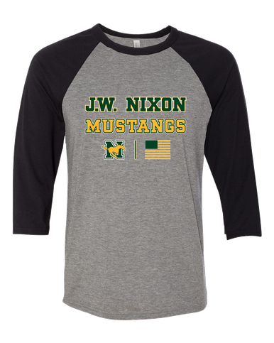 JW Nixon Mustangs Spirit Flag Men's Baseball T-Shirt