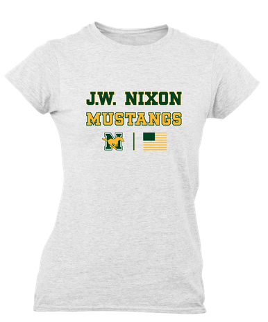 JW Nixon Mustangs Spirit Flag Women's SS T-Shirt