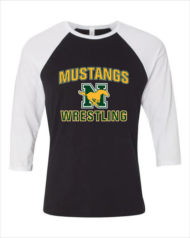 JW Nixon Mustangs Wrestling Men's Baseball T-Shirt