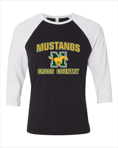 JW Nixon Mustangs Cross Country Men's Baseball T-Shirt