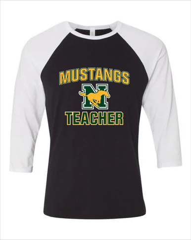 JW Nixon Mustangs Teacher Women's Baseball T-Shirt