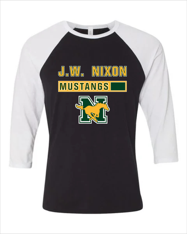 JW Nixon Mustangs Mascot #7 Men's Baseball T-Shirt