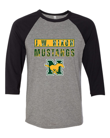 JW Nixon Mustangs Mascot #9 Men's Baseball T-Shirt