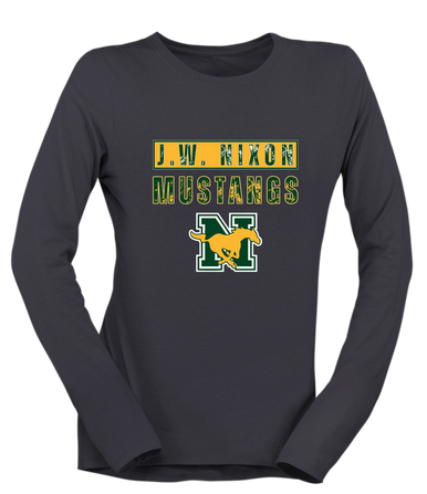 JW Nixon Mustangs Mascot #9 Women's Premium LS T-Shirt