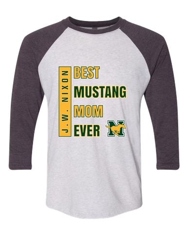 JW Nixon Mustangs Best Mustang Mom Women's Baseball T-Shirt