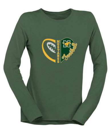 JW Nixon Mustangs Heart Football Women's Premium LS T-Shirt