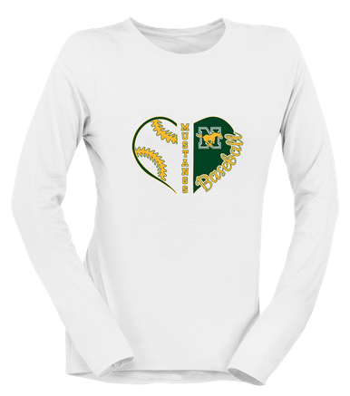JW Nixon Mustangs Heart Baseball Women's LS T-Shirt