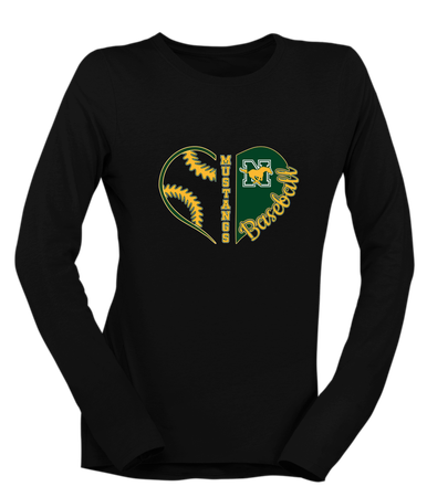 JW Nixon Mustangs Heart Baseball Women's Premium LS T-Shirt