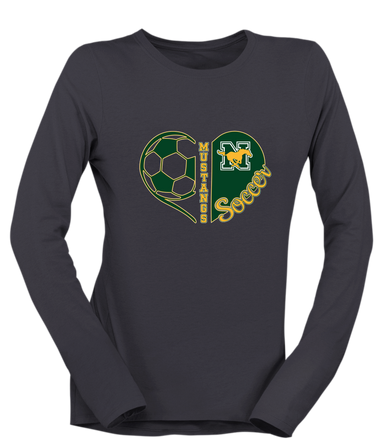 JW Nixon Mustangs Heart Soccer Women's Premium LS T-Shirt