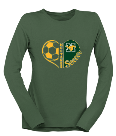 JW Nixon Mustangs Heart Soccer Women's LS T-Shirt