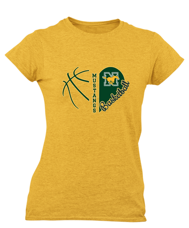 JW Nixon Mustangs Heart Basketball Women's SS T-Shirt