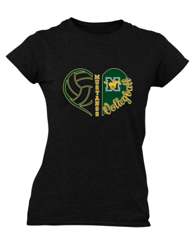 JW Nixon Mustangs Heart Volleyball Women's Premium SS T-Shirt