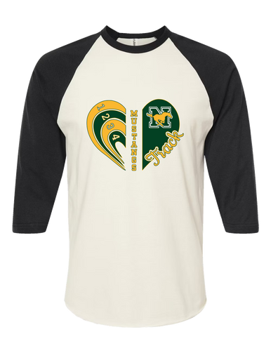 JW Nixon Mustangs Heart Track Women's Baseball T-Shirt