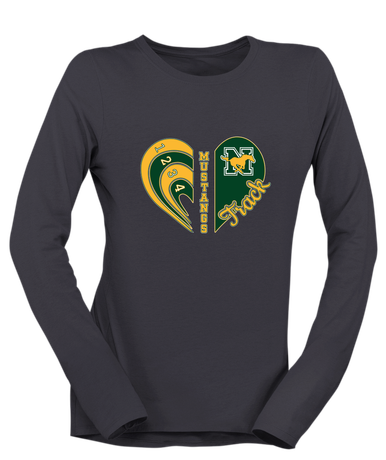 JW Nixon Mustangs Heart Track Women's LS T-Shirt