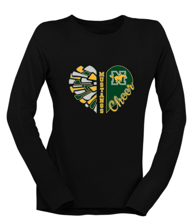 JW Nixon Mustangs Heart Cheer Women's Premium LS T-Shirt
