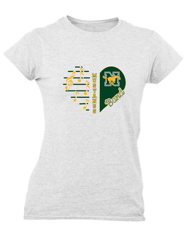 JW Nixon Mustangs Heart Band Women's SS T-Shirt