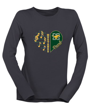 JW Nixon Mustangs Heart Band Women's Premium LS T-Shirt