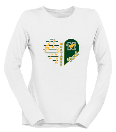 JW Nixon Mustangs Heart Band Women's LS T-Shirt