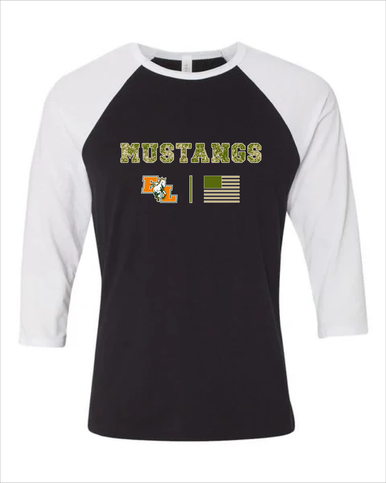 East Lincoln Mustangs Camo Flag Women's Baseball T-Shirt