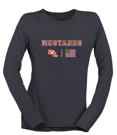 East Lincoln Mustangs Pink Camo Flag Women's Premium LS T-Shirt