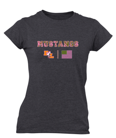 East Lincoln Mustangs Pink Camo Flag Women's Premium SS T-Shirt
