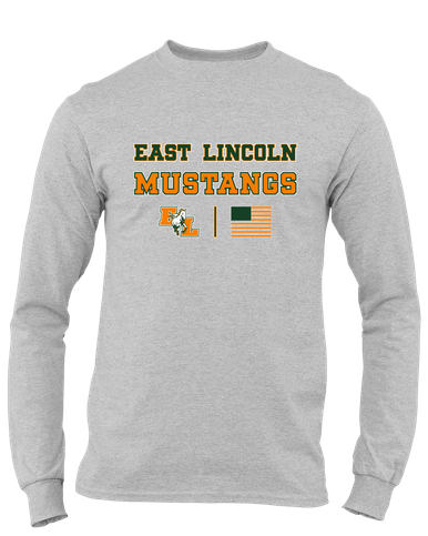 East Lincoln Mustangs Spirit Flag Men's LS T-Shirt