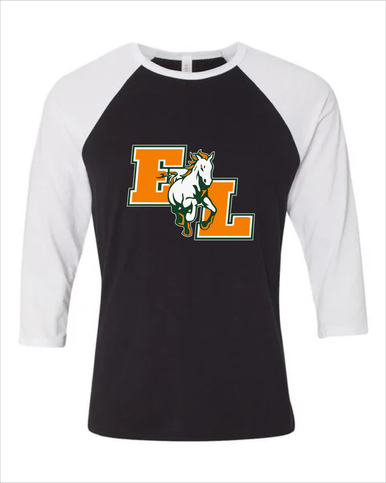 East Lincoln Mustangs Mascot #1 Women's Baseball T-Shirt
