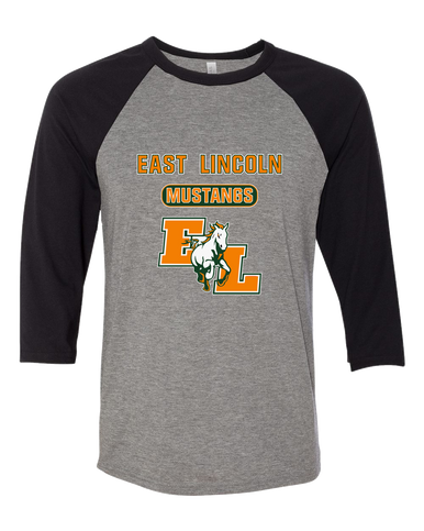 East Lincoln Mustangs Mascot #3 Women's Baseball T-Shirt