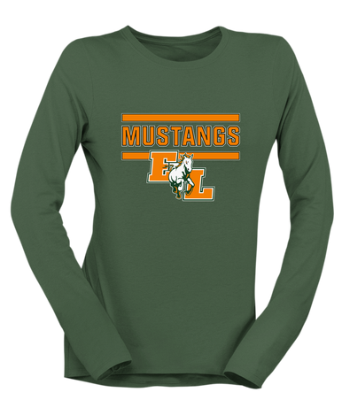 East Lincoln Mustangs Mascot #5 Women's LS T-Shirt