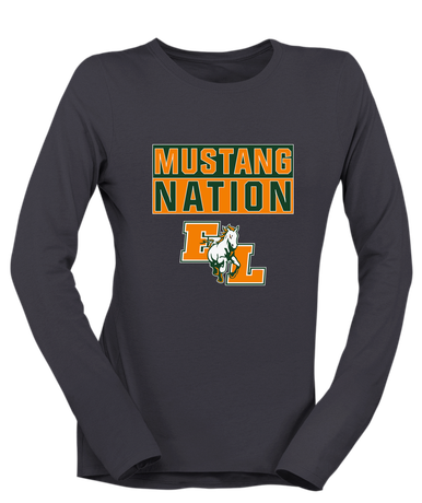 East Lincoln Mustangs Nation #1 Women's LS T-Shirt