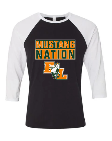East Lincoln Mustangs Nation #1 Women's Baseball T-Shirt