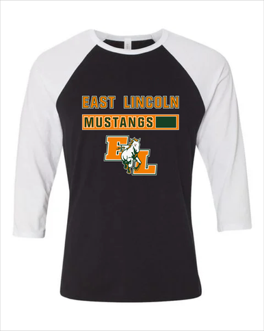 East Lincoln Mustangs Mascot #7 Men's Baseball T-Shirt
