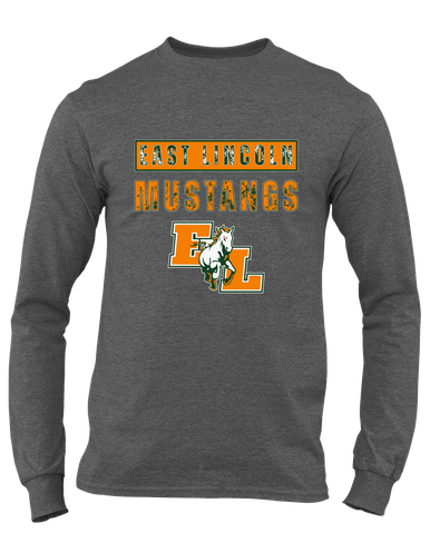 East Lincoln Mustangs Mascot #9 Men's LS T-Shirt