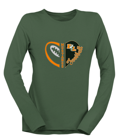 East Lincoln Mustangs Heart Football Women's LS T-Shirt
