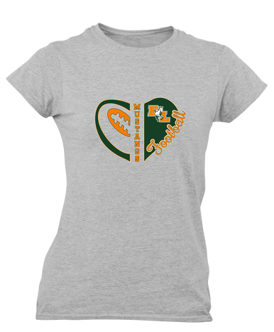East Lincoln Mustangs Heart Football Women's SS T-Shirt